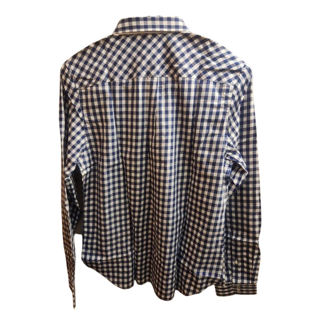 UNTUCKIT Belleza Button Up Long Sleeve Blue White Gingham Shirt Size 16 - Picture 3 of 5